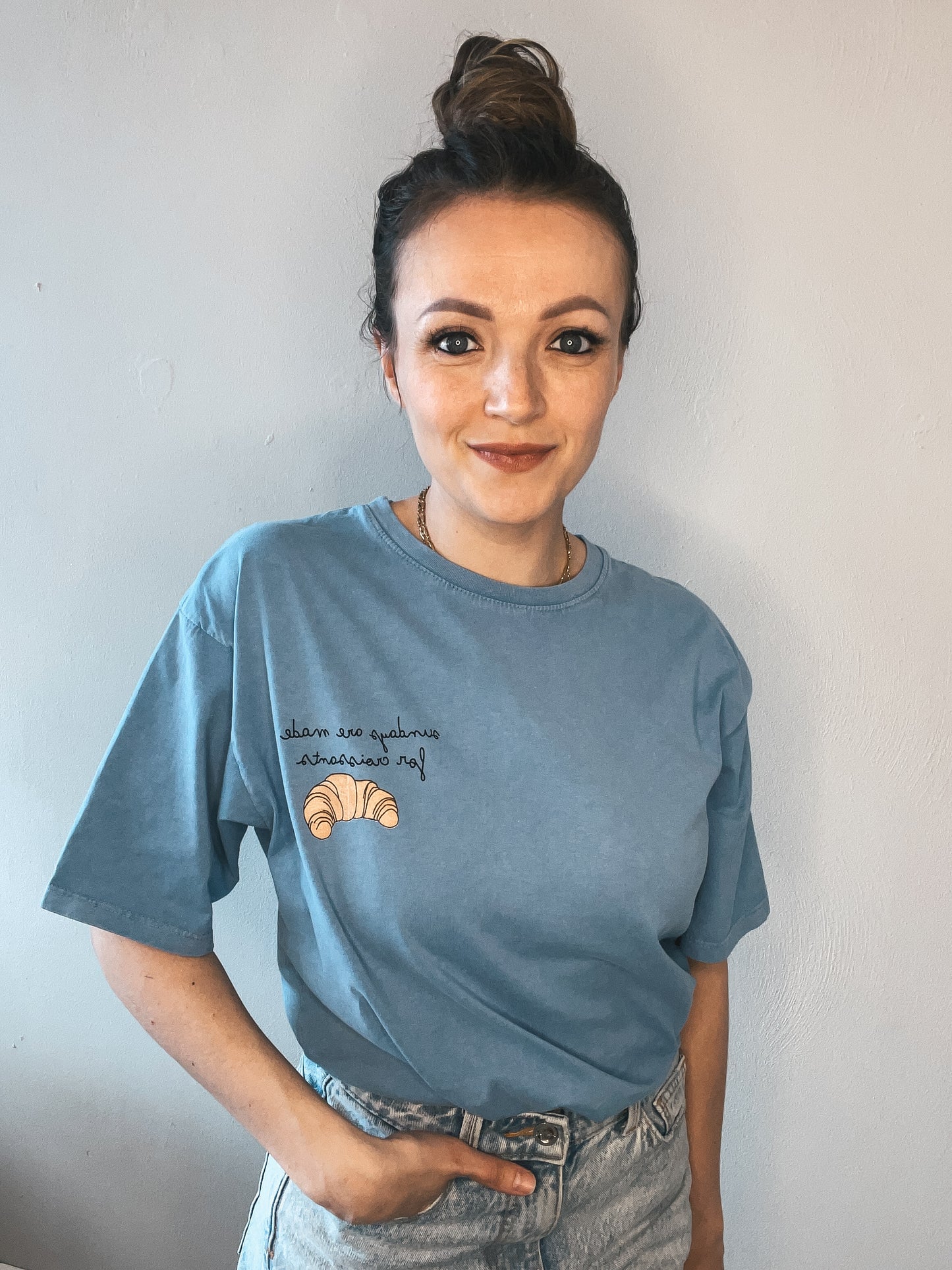 Croissant tee lichtblauw