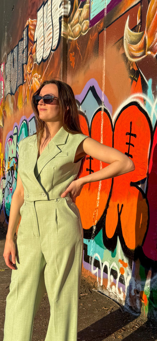Mintgroene blazer gilet