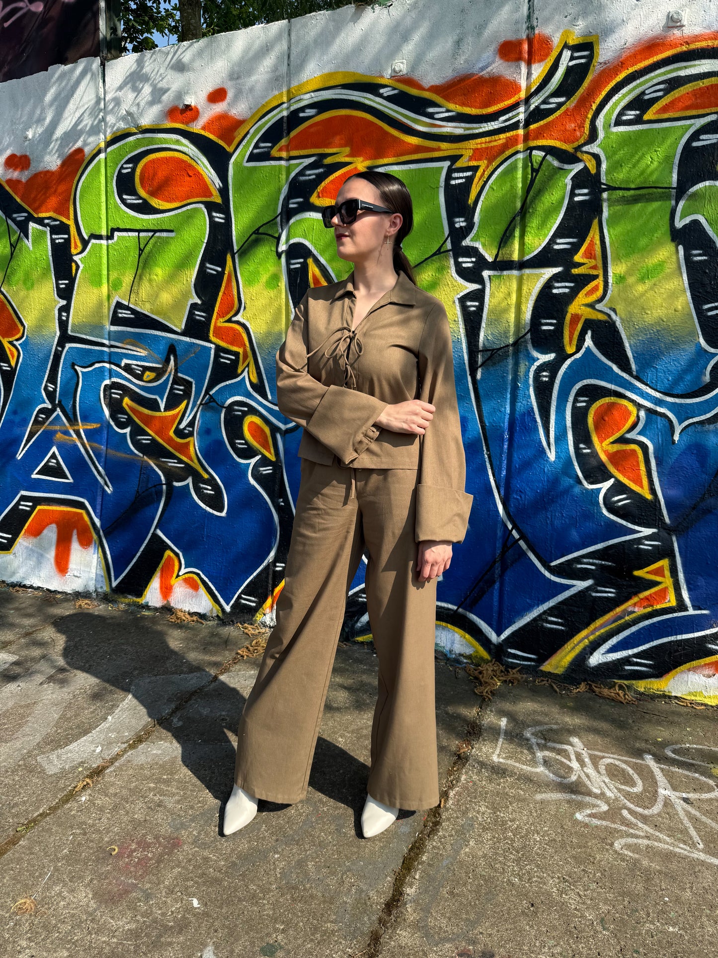 Khaki groene top met lange mouwen